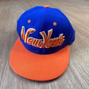 Headgear Original New York Knicks Snapback Hat Blue Orange Flat Brim NWOT